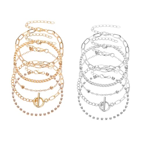 1 Satz Teiliges Bohemia Fußkettchen Für Damen Verstellbare Handkette Fußkette Eleganter Modeschmuck Silber Für Freunde Familie Leicht Hautfreundlich 10 Stück von FRCOLOR