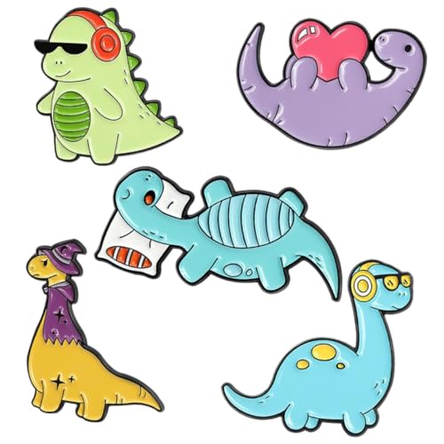 FRCOLOR 1 Satz Teiliges Cartoon Dinosaurier Broschen Anstecknadeln Niedliche Und Dekorative Pins Für Kleidung Taschen Hüte Und Rucksäcke Für Partys Und 5 Stück von FRCOLOR