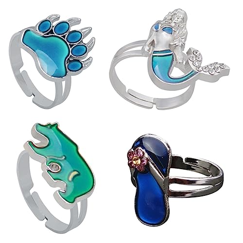 FRCOLOR 1 Satz Teiliges Farbwechsel Ringe Legierung Verstellbare Finger Ringe Für Damen Herren Für Partys Besondere Anlässe 4 Stück von FRCOLOR