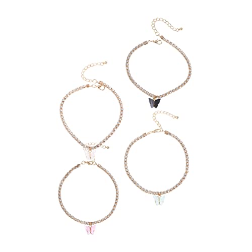 1 Satz Teiliges Fußkettchen Mit Glasstrass Schmetterlingsdesign Eleganter Modeschmuck Für Frauen Für Besondere Anlässe 4 Stück von FRCOLOR