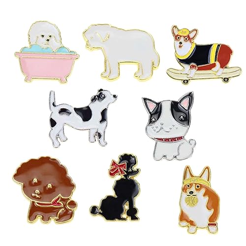 FRCOLOR 1 Satz Teiliges Niedlicher Hundebroschen Alloy Brosche Für Kleidung Kreative Stilvolle Anstecknadeln Für Taschen Hüte Schals 8 Stück von FRCOLOR