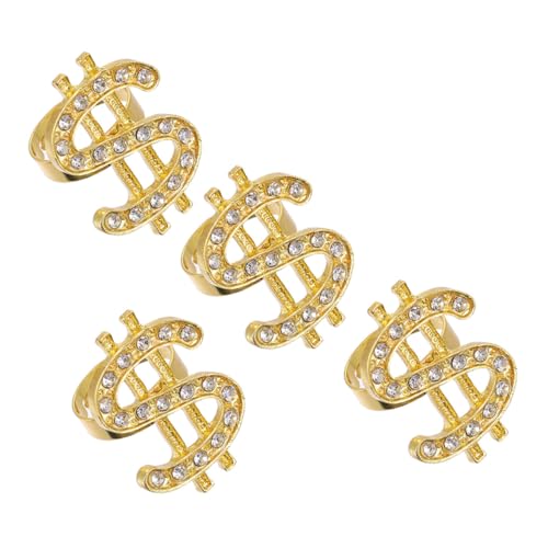 FRCOLOR 4stücke Punk-goldener Finger-ring Mit Dollarzeichen Kostüm-ring Hip-hop Rapper Ringe Zinklegierungsmaterial Fingerring von FRCOLOR