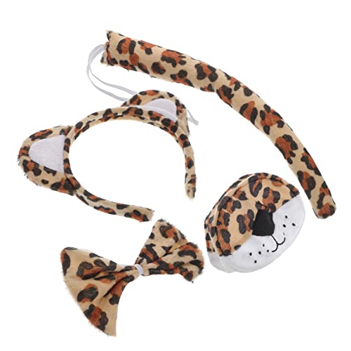 FRCOLOR 1 Satz Tiger Stirnband Nase Leopardenschwanz Halloween-kostüm Verkleiden Tigerschwanz-nasenfliege Tiger-fantasie-set Tigerohren Für Erwachsene Frau Tier Stoff Bilden von FRCOLOR