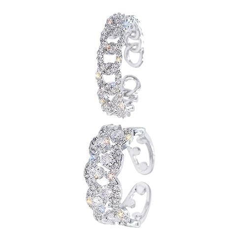 FRCOLOR 2stücke Offene Ring Fingerringe Für Frauen Öffnungsfingerring Dekorativer Ringschmuck Mit Strass-verzierung Elegante Dekoration Für Finger von FRCOLOR