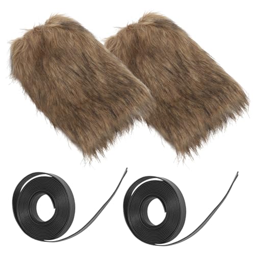 FRCOLOR Beinstulpen Kunstfell Herren Damen Verstellbare Beinwärmer für Cosplay Halloween und Mittelalter Kostüme von FRCOLOR