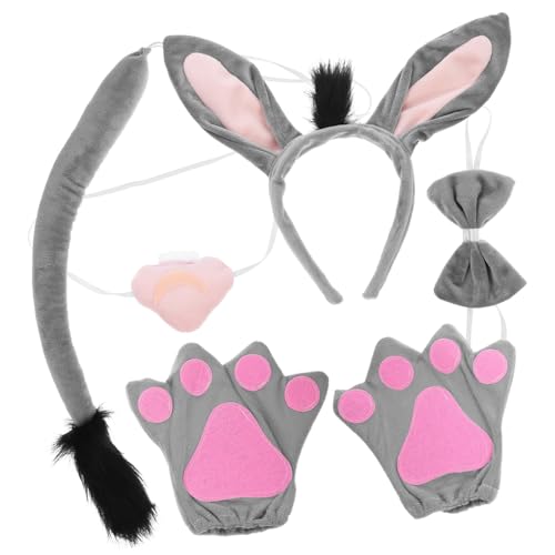 FRCOLOR Eselohr-stirnband Mit -set Für Tierkostüm Zubehör Cosplay-set Fliege Und Handschuhe Für Kostümpartys Und Bühnenauftritte von FRCOLOR