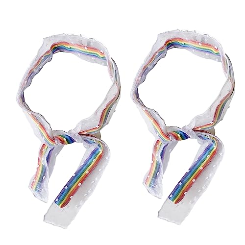 FRCOLOR 1 Regenbogen-stirnband Haargummis Für Damenhaar Haarbänder Für Damenhaar Elastisches Stirnband Aus Draht Spitzenstirnband Koreanische Haarspangen Fräulein Schal Stoff von FRCOLOR