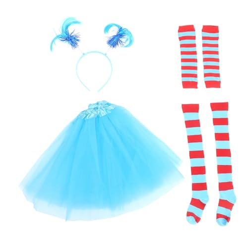 FRCOLOR 1 Set Perücken Stirnband Set Petticoat Quastenrock Festival Unterrock Für Bauschiges Rotes Outfit Bunter Tutu Rock Gestreifte Armärmel Pailletten Bodysuit Kostüm von FRCOLOR