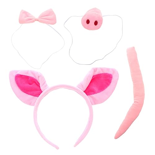 FRCOLOR 1 Satz -stirnband Schweinekostüm Cosplay-schwanz Plüschfliege Schweinehaarreifen Tierkostüm Tier-cosplay Ohren Und Schwanz Gesetzt Tier-stirnbänder Kind Halloween Stoff Schmücken von FRCOLOR