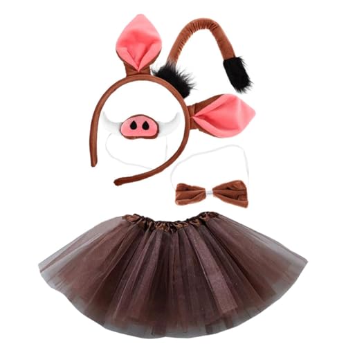 FRCOLOR Kostüm Erwachsene Tier Haarreifen Tiere Erwachsene 1 Set Tierkostü Mit Schweineohren Stirnband Schweinenase Und Rock Halloween Kostü Zubehör Für Kleine Schweinchen Fans von FRCOLOR
