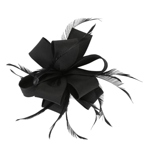 FRCOLOR 1 Stk Bogenkopfschmuck Haarbänder für Damen Schleife Haarspange Haarkrawatte mit Bug Brauthaar haarschmuck haar spangen Federkopfschmuck Party-Kopfbedeckung künstliche Feder Black von FRCOLOR