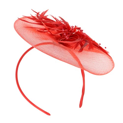 FRCOLOR 1 Stk Mesh-feder-stirnband Schwarze Haarschleife Kleid Braut- Kopfschmuck Haarschleifen Plüsch Haarspangen Für Damen Zubehör Netz Haarteil Stifte Styling Halter Rot Gittergewebe von FRCOLOR