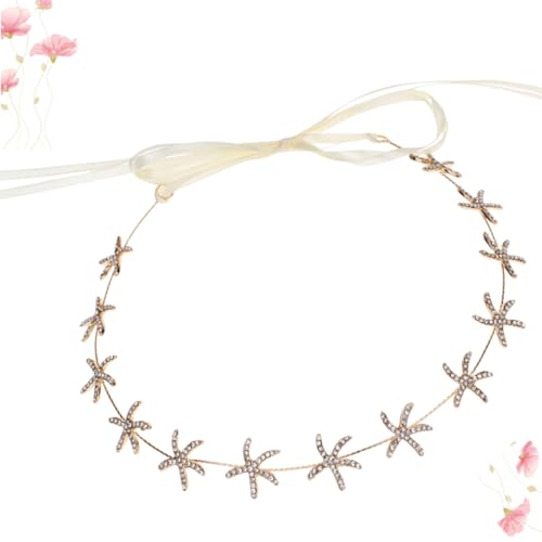 FRCOLOR Stern-stirnband Mit Seestern-design Strass-verzierung Goldfarben Für Damen Hochzeitsfeiern Brautschmuck Leicht Und Langlebig von FRCOLOR