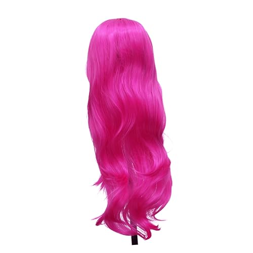 FRCOLOR Echte Lockenperücke Aus Hochtemperaturfaser Für Damen Naturhaaroptik Cosplay-perücke Langes Gekräuseltes Haar Für Tanzpartys Und Bühnenauftritte Rosa von FRCOLOR
