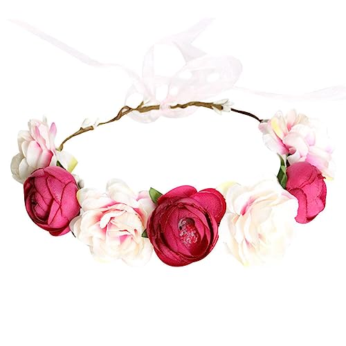 FRCOLOR 1stk Strand Stirnband Hochzeitskranz Tiara Für Die Hochzeit Der Braut Haar Floraler Haarkranz Brautkopfschmuck Für Die Hochzeit Stirnbänder Bankett Mode Blumen von FRCOLOR