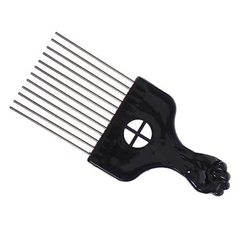 FRCOLOR 1stk Afrikanischer Pickelkamm Afro Twist Kamm Herren Haarbürste Herrenhaarbürste Kämme Für Schwarze Haare Schwarze Faust Afro Pick Breiter Zahnkamm Mann Metall Spitzer Schwanz von FRCOLOR