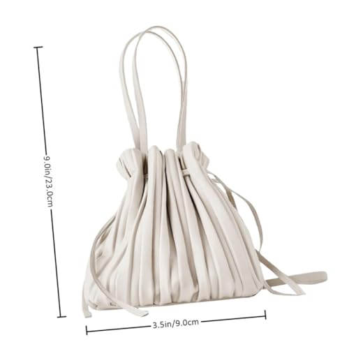 FRCOLOR 1 Stück Damen PU Bucket Bag mit Drawstring Plissee Design Weiße Handtasche für Freizeit Schule Passend zu Jedem Outfit FRCOLOR 1 Stück Damen PU Bucket Bag mit Drawstring Plissee Design Weiße Handtasche für Freizeit Schule Passend zu Jedem Outfit von FRCOLOR