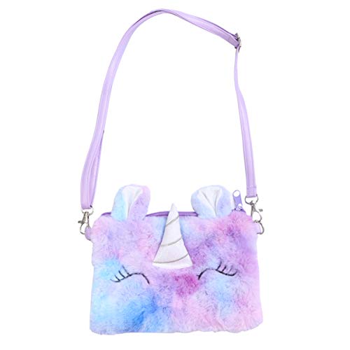 FRCOLOR 1 Stück Einhorn Plüsch Schultertasche für Regenbogenfarbige Umhängetasche mit Verstellbarem Gurt für Münzen Snacks und Niedliches Accessoire für Kleine Mädchen von FRCOLOR