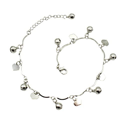 FRCOLOR 1 Stück Elegantes Silbernes Fußkettchen Knöchel Kette mit Herzanhänger Verstellbar für Strand Party Hochzeit von FRCOLOR
