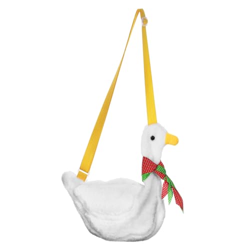 FRCOLOR Entenformige Plüsch-tasche Einzel-schultertasche Cartoon-simulation Plüsch-rucksack Weiß Für Bücher Lebensmittel Wasserflaschen Kosmetika Waschbar Geräumig Hochwertiges von FRCOLOR