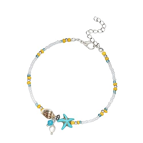 FRCOLOR 1 Stück Farbige Fußkette Verstellbares Damen Fußschmuck mit Kreativem Strand Design für Urlaub Reisen Accessoires mit Erweiterungskette von FRCOLOR