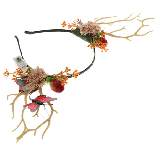 FRCOLOR 1stück Weihnachts- -haarband Mit Simulationszweigen Und Beeren Glühende Hautfarbene Antlers Zufällige Zubehörfarbe Für Festliche Anlässe Und Partys von FRCOLOR