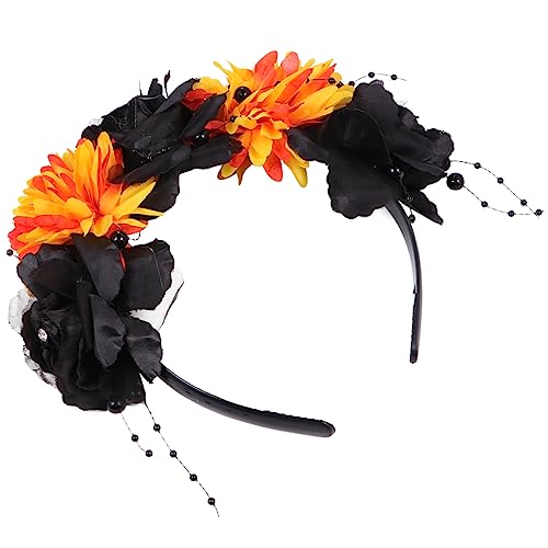 FRCOLOR 1stk Halloween-stirnband Halloween-haarreifen Halloween Blumen Haarband Blumenkranz Stirnband Halloween-partygeschenke Halo-haarteil Kleines Geweih Jahrgang Seidentuch Fräulein von FRCOLOR