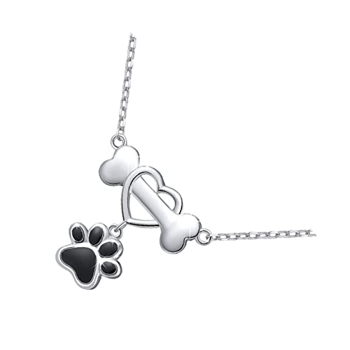 FRCOLOR 1 Stück Herzförmige Hundepfoten Halskette Silber Eleganter Hundepfoten Anhänger für Damen Modisches Schmuckstück für Besondere Anlässe und Tägliches Tragen von FRCOLOR