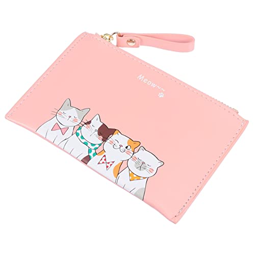 FRCOLOR 1 Stück Kätzchen PU Geldbörse mit Separatem Cartoon Design für Kleine Münzen Karten Langlebig mit Metallreißverschluss Schöner die Handtasche von FRCOLOR