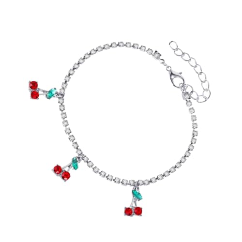 FRCOLOR Kirsche Fußkette Für Frauen Kreativer Frucht Fußschmuck Bequemes Fußkettchen Mit Kirschanhänger Strand Und Alltagsschmuck Dainty Fußkette Für Mädchen von FRCOLOR