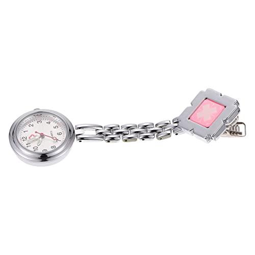 1 Stück Krankenschwester Taschenuhr Clip Uhr für Pflegeberufe Praktische Ansteckuhr mit Silberner Kette Leicht für Outdoor Aktivitäten von FRCOLOR