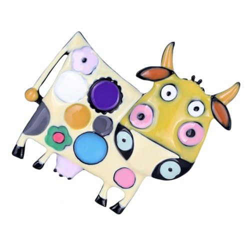 FRCOLOR 1 Stück Legierungs Brosche Emaille Anstecknadel Kuh Tier Brosche für Kleidung Accessoires Tragbar für Jacken Blusen Taschen Diy Projekte von FRCOLOR