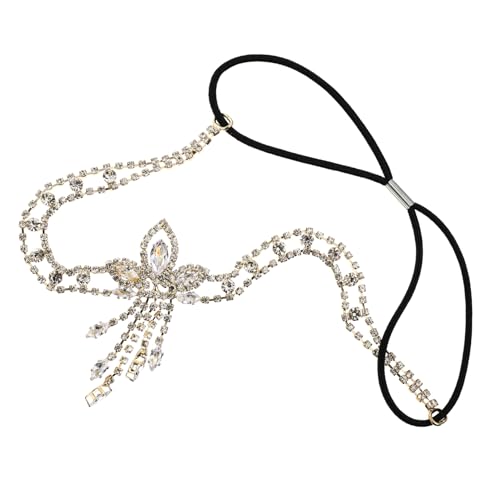 FRCOLOR Einzigartige Hochzeit Braut Haarkette Bedeckungen Für Frauen Haarspangen Braut Strass Brautschmuck Kopfschmuck von FRCOLOR