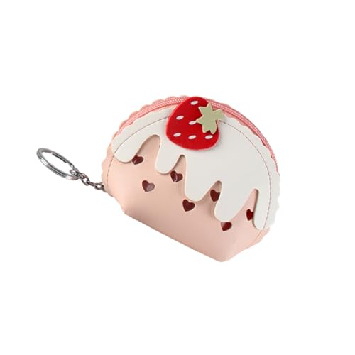 FRCOLOR 1 Stück Mini-Geldbörse Erdbeeren erdbeer Tasche Kette Schlüsseltasche Kleiner Beutel kreditkartenhalter Credit Card Holder erdbeergeldbörse für Damen Erdbeer-Münztasche Pu Rosa von FRCOLOR