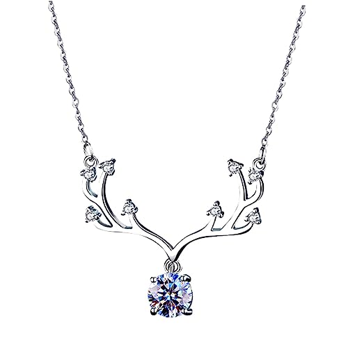 FRCOLOR Stilvolle Damen-halskette Aus Sterling-silber Mit Kreativem Geweih-anhänger Exquisites Schmuck-accessoire Langlebig Und Angenehm Zu Tragen von FRCOLOR