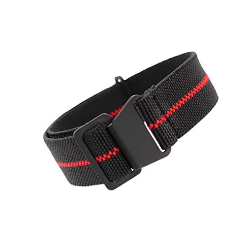FRCOLOR 1 Stück Nylon Uhrenarmband Elastisches Schnell Trocknendes Armband für Herren Damen Verstellbar Atmungsaktiv für Sport Rot mit Schwarzem Verschluss von FRCOLOR