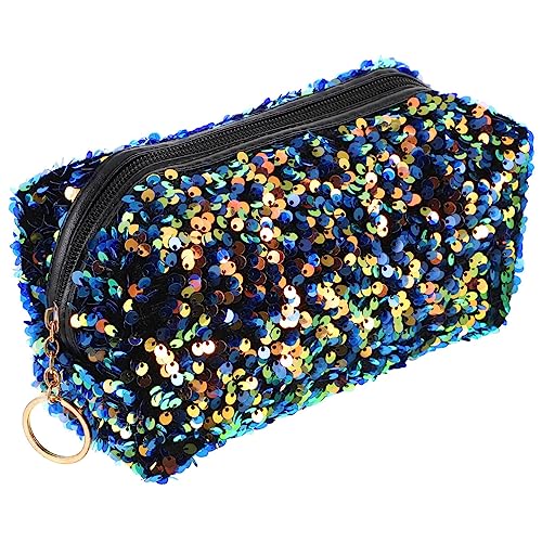 FRCOLOR 1 Stück Pailletten-Kosmetiktasche Pailletten-Reißverschlusstasche Glitzer-Kulturbeutel Glitzer-Kulturbeutel Organizer-Taschen Für Reisen Blaue Make-Up-Tasche Handtasche von FRCOLOR