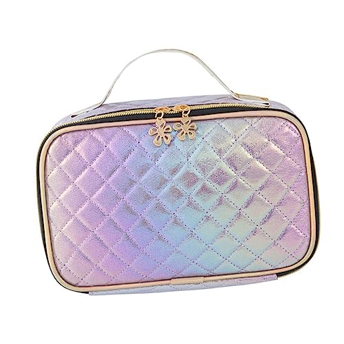 FRCOLOR 1stk Rhombus Kosmetiktasche Schminksets Für Damen Große Kosmetikkoffer Make-up-Taschen-Organizer Reisekosmetiktaschen Für Damen Kulturbeutel Reisen Violett Pu 4 in 1 Kosmetikregal von FRCOLOR