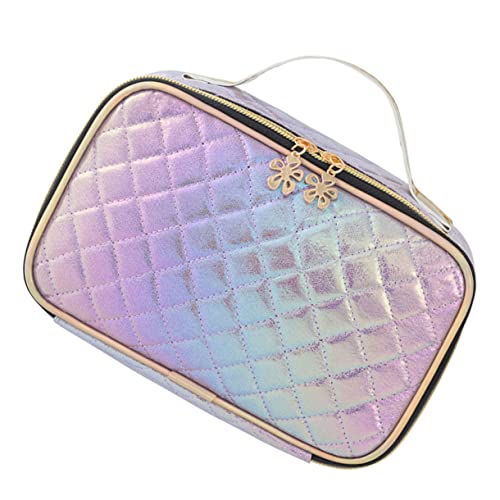 FRCOLOR 1stk Rhombus Kosmetiktasche Schminksets Für Damen Make-up-etui Beauty-Tasche Make-up-Taschen-Organizer Kosmetik-Reisetasche Violett Pu Wasserdicht Fräulein Aufbewahrungstasche von FRCOLOR