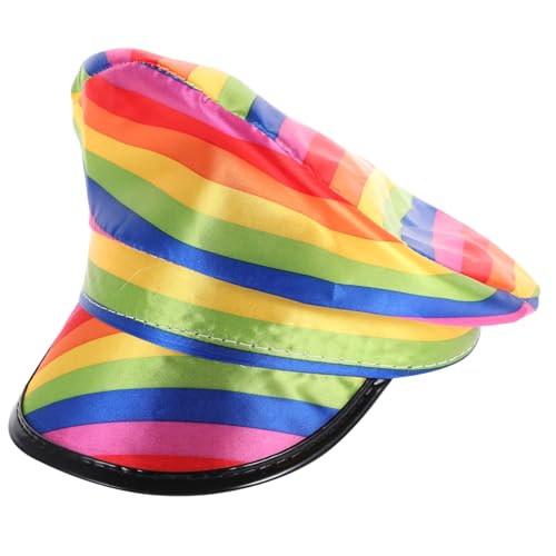 FRCOLOR 1 Stück Regenbogenhut Regenbogen Kapitänshut Karnevalshut Bühnenhut Requisite Leistung Polizeihut Regenbogen Big Lip Cap Breite Krempe Hut Kapitänskappe Karneval Cosplay Kostüm von FRCOLOR