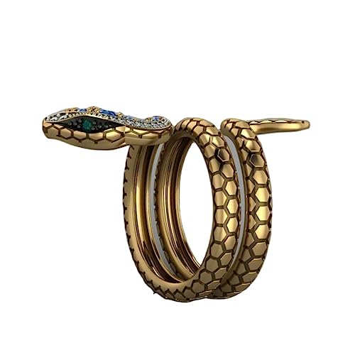 FRCOLOR Schlangenring für Männer Einzigartiger Kupferring mit Zirkonia Modisches Fingerdekor für Besondere Anlässe von FRCOLOR