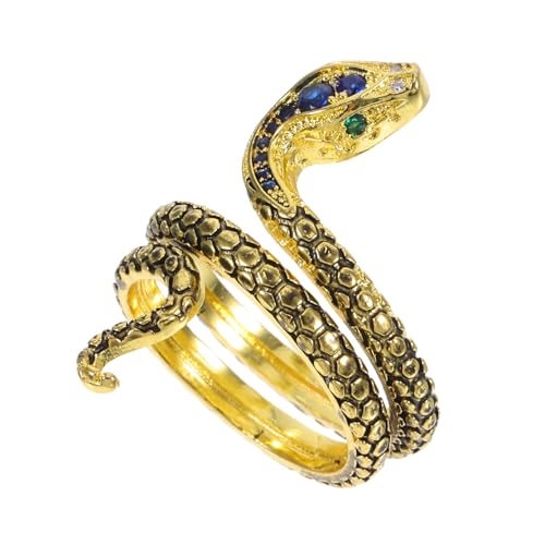 FRCOLOR Schlangenring Kupfer mit Zirkonia Einzigartiger Finger Schmuck Punk Stil für Männer und Frauen Modisches Fingerdekor von FRCOLOR