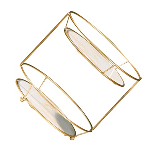 FRCOLOR 1 Stück Schmuckständer Doppelstöckiges Tablett Anzeige Lagerung Gestell Make-up-organizer Für Den Waschtisch Schmucktablett Schminktische Lagerregal Kosmetikregal Marmor Golden von FRCOLOR