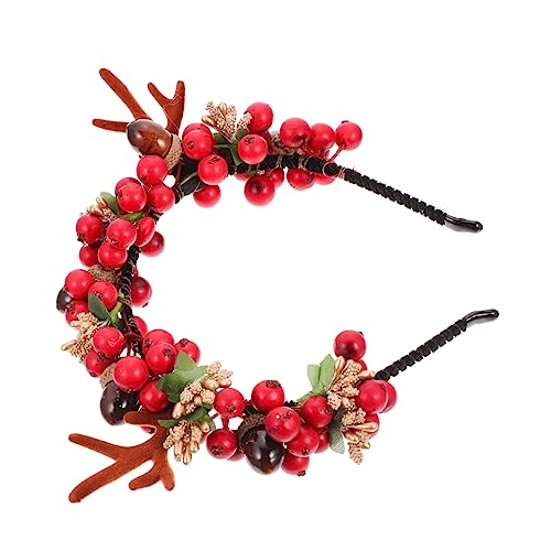 FRCOLOR 1stk Simulation Beeren Stirnband Rentiergeweih Stirnband Für Erwachsene Weihnachtsfeier Geweih Stirnband Geweihstirnband Mit Beere Haarschmuck Mutterschaftsfoto Plastik Kind von FRCOLOR