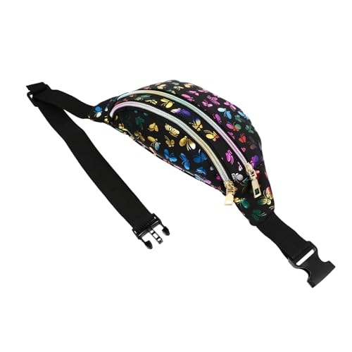 FRCOLOR Bunte Gürteltasche Für Damen Modische Crossbody Tasche Aus Pu Und Stoff Reißverschluss Hüfttasche Für Handy Und Snacks Stylische Schultertasche Für Freizeit Und Reisen von FRCOLOR