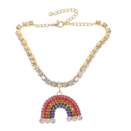 FRCOLOR 1 Stück Stylisches Fußkettchen mit Regenbogen Anhänger für Frauen Verstellbare Fußkette Glitzerndem Material Strandurlaub von FRCOLOR