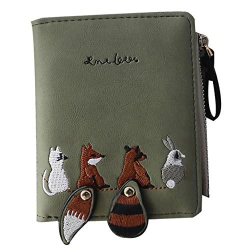 FRCOLOR 1 Stück Tierbrieftasche Geldbörse Für Kartenhalter Brieftasche Geldbörse Mode Cartoon-geldbörse Süße Geldbörse Brieftasche Kartenhalter Kartentasche Green Pu-Leder von FRCOLOR