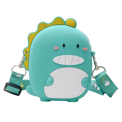 FRCOLOR Silikon Umhängetasche Für Kinder Kreative Dinosaurier Geldbörse Kleiner Aufbewahrungstasche in Grün Für Kleingeld Und Spielzeug Flexibles Material Mit Reißverschluss von FRCOLOR