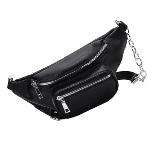 FRCOLOR 1 Stück einzelne Umhängetasche Fanny Schulter Gürtel Frauentasche Taille unhängetasche Schultasche umhängetasche Lady Cross Body Bag PU-Umhängetaschen Bauchtasche PU-Leder Black von FRCOLOR