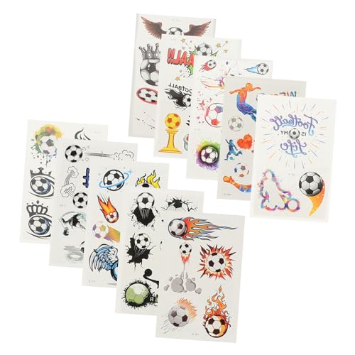 FRCOLOR 10 Blatt Fußball Tattoos Aufkleber Wasserfest Temporäre Body und Gesicht Sticker Sportmotiv Party Zubehör für Fußballfans FRCOLOR 10 Blatt Fußball Tattoos Aufkleber Wasserfest Temporäre Body und Gesicht Sticker Sportmotiv Party Zubehör für Fußballfans von FRCOLOR